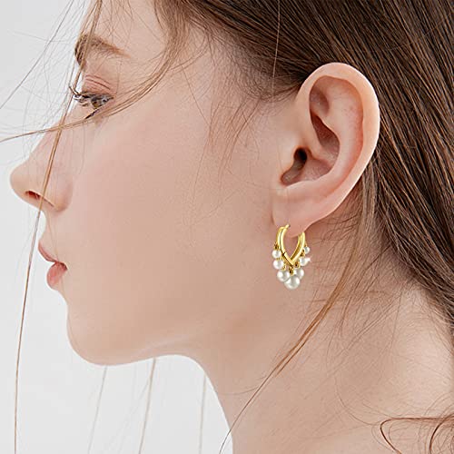 Huggie Earrings for Women 14K Gold Plated Earrings Dainty Statement Sterling Silver Cute Dangle Earring Hypoallergenic Huggie Hoop Earrings for Wome Trendy Prom Party Jewelry Gift - color: 2-Gold