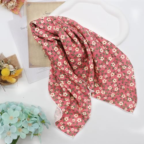 Bandanas for Women Men 21"x21" Floral Headband Scarf Versatile Hair Bandana Square Head Scarf - color: Cute in Pink