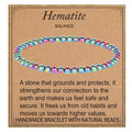 LPBeads Handmade Natural Gemstone Stretch Elastic Bracelet Healing Crystal Round Stone Beads Jewelry Gifts for Women Men - color: Rainbow Coated Hematite, size: 4mm