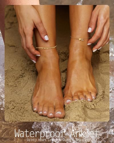 Honsny Initial Ankle Bracelets for Women Waterproof 14K Gold Plated Layered Anklets for Women Non Tarnish Dainty Heart Letter A-Z Ankle Bracelets Handmade Adjustable Summer Beach Gold Anklet Jewelry - style: Gold Z