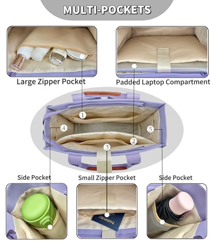 Large Canvas Tote Bag for Women Work Tote Bags with Pockets Laptop Crossbody Purses Everyday Bag Handbags for Travel - color: New Upgraded Heavy-duty Canvas Plus Purple