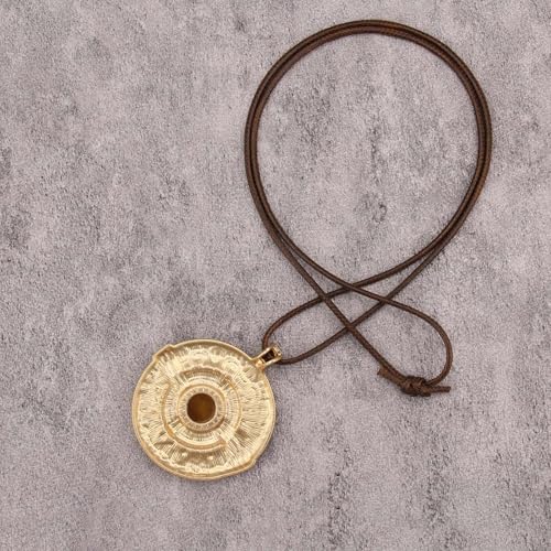 JAOYU Boho Necklace for Women Large Pendant Necklace Boho Long Choker Leather Gold Necklace Vintage Earthy Jewelry Trendy - style: Chunky Boho Pendant Necklace