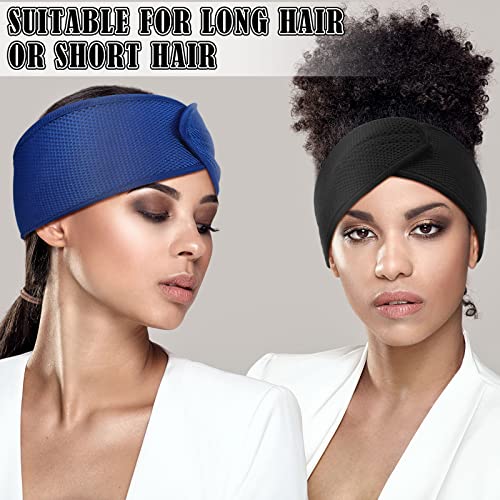 Haysandy 4 Pcs Mesh Hair Wrap for Women Pixie Hair Mesh Wrap Adjustable Pixie Cut Head Band for Sleeping Styling Makeup(Black, Blue) - color: Black, Blue