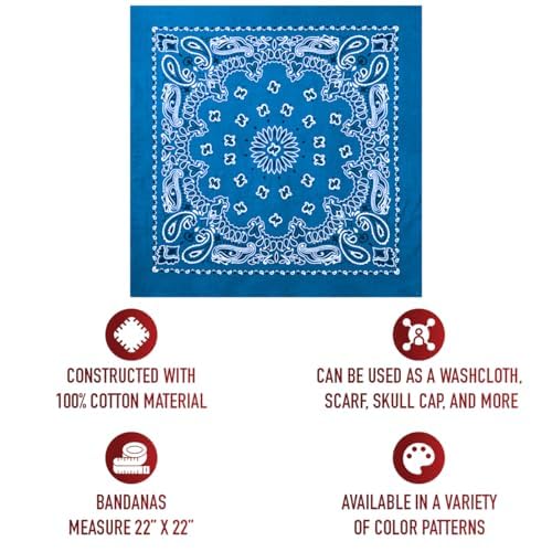 Rothco Trainmen Paisley Bandana - Standard - 22" X 22" - color: Royal Blue