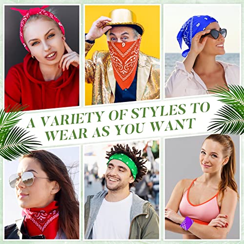Handepo 150 Pcs Bandanas Bulk, Colorful Paisley Bandanas Unisex Head Wrap Scarf Cowboy Headband Handkerchief - color: Fresh Color