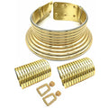 COLORFUL BLING Tribal African National Choker Necklace Snap Leather Chunky Large Punk Gothic Collar Flamboyant Earrings Bracelet Jewelry Set for Women Costume Accessories - style: 4pcs Gold B