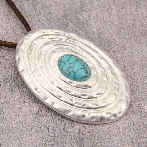 JAOYU Boho Necklace for Women Large Pendant Necklace Boho Long Choker Leather Gold Necklace Vintage Earthy Jewelry Trendy - style: Long Casual Necklace