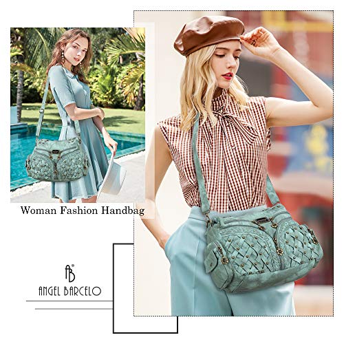 Angel Barcelo Purses for Women Large Shoulder Bag Soft Hobo Bags for Women - color: Green-2