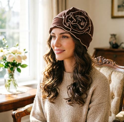 DRESHOW 4 Pcs Cotton Beanie Turban Headwear for Women Elastic Chemo Hats Soft Cancer Headwear Covers Wraps for Women's Hair