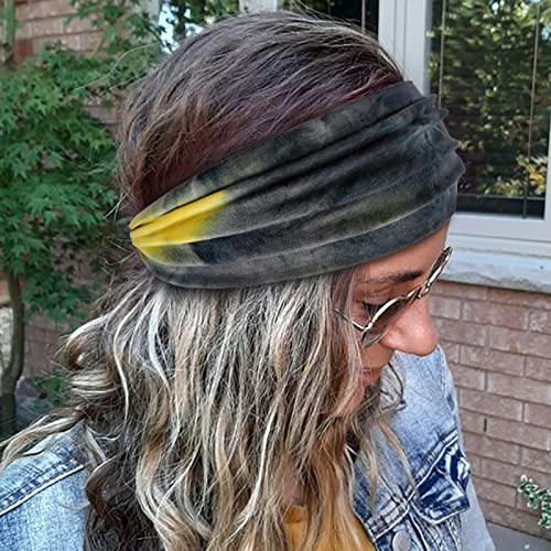 Huachi Wide Headbands for Women Tie Dye Head Wraps Boho Thick Hairbands Large African Sport Yoga Turban Headband Hair Accessories (Pack of 4) - color: Tie Dye