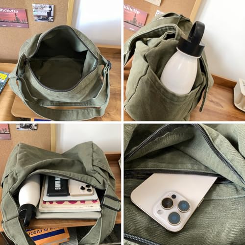 Messenger Bag for Women Men Satchel Bag Canvas Crossbody Shoulder Bag Casual Sling Bag - color: Purple
