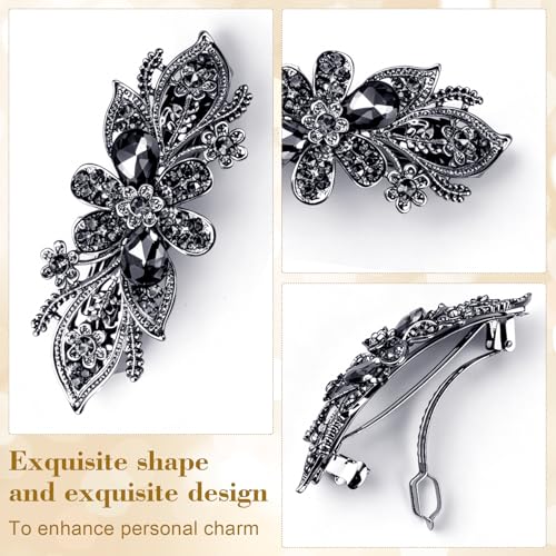Joez Wonderful Rhinestone Hair Clips, Crystal Spring Flower Bridal Hair Accessories for Women, Sparkly Fancy Hair Pins Barrettes for Wedding Bride Long Hair- Gray - color: Rhinestone Butterfly Gray