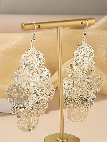 Boho Gold Dangle Earrings for Women Trendy Long Drop Chandelier Bohemian Fligree Leaf Earrings Dangling Lightweight Hyopallergenic for Women