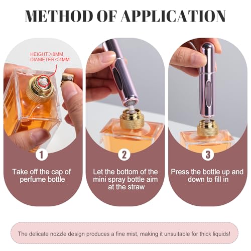 JPNK Mini Refillable Perfume Portable Atomizer Bottle 5PCS Travel Size Spray Refillable Refill Bottle 5 ml with Travel and Outgoing Bag