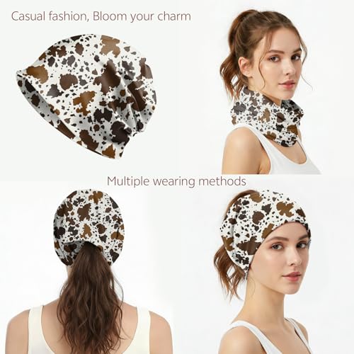 Chemo Caps Slouchy Beanie Hat Stretch Cancer Head Wraps Turban Sleep Headwear Scarf for Women Girls Men - color: I-1-cowhide