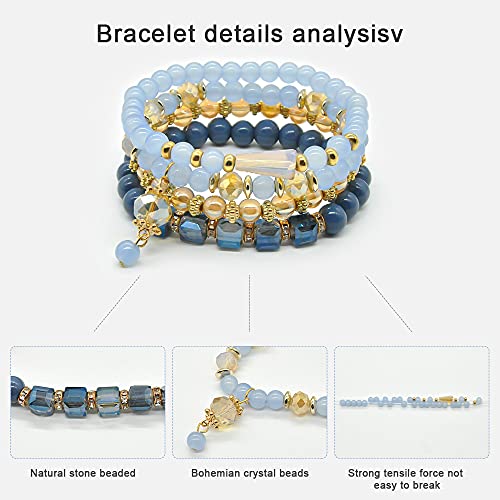 Bohemian Bracelet Sets for Women - 6 Sets Stackable Stretch Bracelets Multi-color Boho Jewelry for Women Hippie Bracelets Dainty Jewelry - color: Seed bead bracelet sets