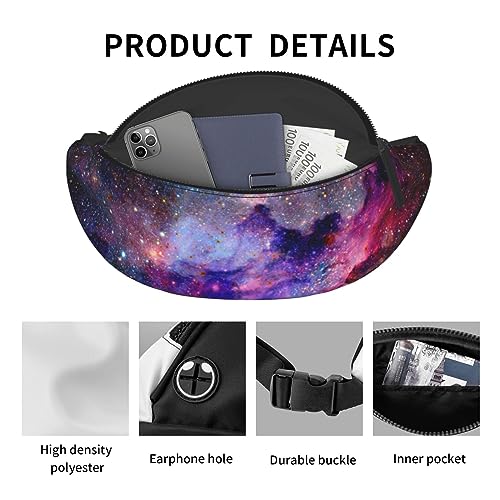 Nebula Galaxy Space Fashion Casual Fanny Pack Waist Bag Men Women Adjustable Belt Waist Bag For Travel Hiking Cycling Running Festival Carnival - color: Black9