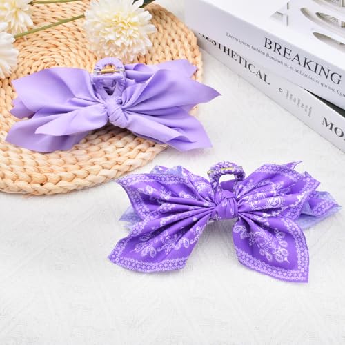 Bow Claw Clips Bow Hair Clips 2PC Purple Big Hair Bows for Women Butterfly Styling Large Hair Clips for Thick Hair for Girls Hair Accessories for Teen - color: 2PC-Purple