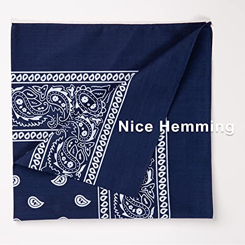 Cotton Bandanas for Men & Women Paisley Cowboy Bandana Handkerchiefs for Hair 22x22 - color: 6pcs-navy Blue