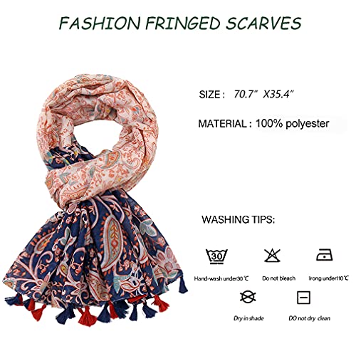 Yeieeo Boho Scarf for Women Lightweight Floral Printed Scarf Fall Winter Fashion Fringed Shawl - color: Floral 15