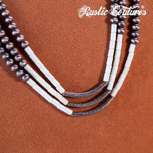 Montana West Rustic Couture's Western Jewelry Set for Women Cowgirl Vintage Western Necklace Earring - color: White