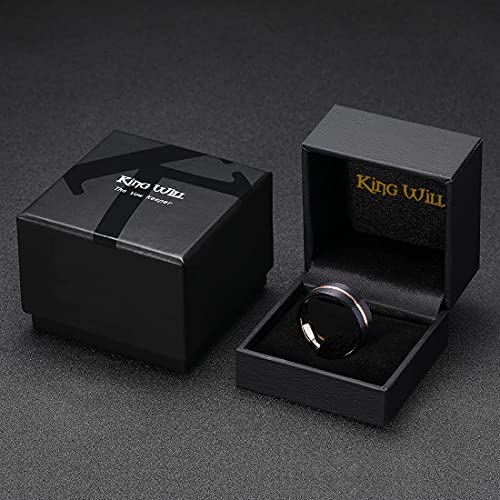 King Will Mens Tungsten Rings for Men Two Tone Grooved Mens Wedding Band Cool - color: Rose Gold 8mm