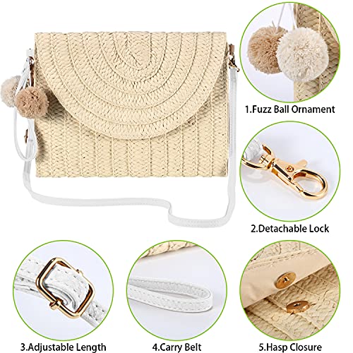 Frienda Straw Purses for Women Straw Clutch Crossbody Bag Summer Beach Shoulder Bag Woven Envelope Wallet Handbags - color: Creamy White