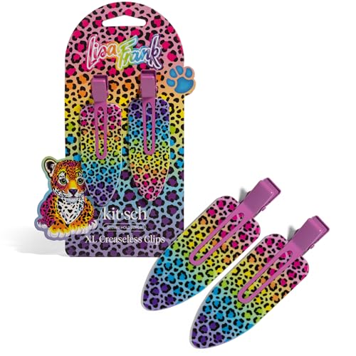 Lisa Frank x Kitsch XL Creaseless Hair Clips for Women - No Crease, No Bend Hair Clips for Styling, Makeup Application, or Face Wash | Recycled Acrylic - Rainbow Leopard | Gifts for Women, 2pcs - color: Rainbow Leopard