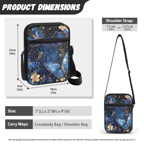 Womens Crossbody Bag Cell Phone Purse Wallet Small Shoulder Handbag for Workout Travel Gym - color: Art Butterfly
