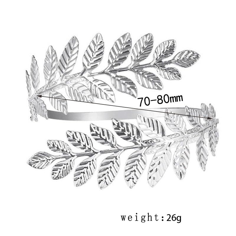Arm Cuff Layered Bracelet Adjustable Leaf Flower Starfish Upper Arm Cuff Bangle Jewelry Gold Plated Bracelet Ring Set for Women Boho Summer Beach Essentials - color: Silver-Leaf