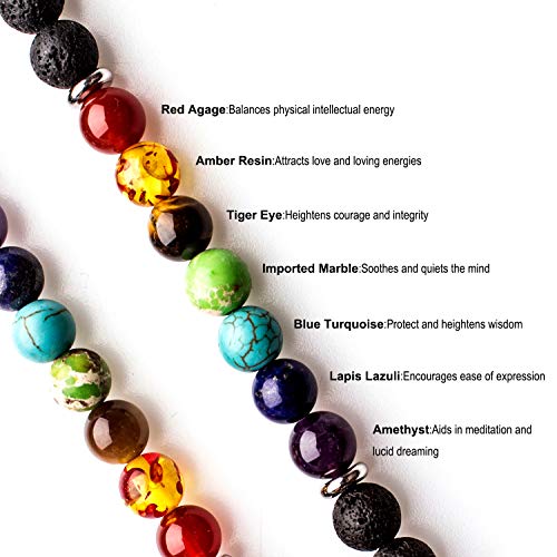 108 Mala Beads Necklace 7 Chakra Buddhist Prayer Beaded Bracelet Tree of Life Pendant Stone Yoga Necklace - color: Lava-OM Buddha