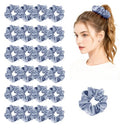 24Pack Satin Scrunchies For Women Silky Scrunchy Silk Hair Ties Ponytail Holder Hairs Bow Ropes Elastics Hairtie Accessories - color: Dusty Blue