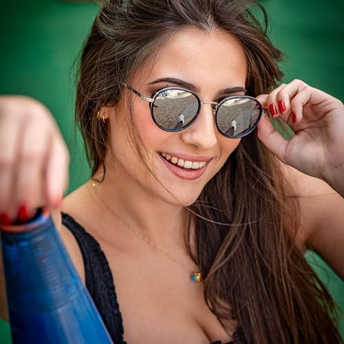 ZENOTTIC Retro Round Polarized Steampunk Sunglasses for Men Women-Circle Vintage Design Metal Frame UV400 Shades - color: C01 Silver Frame Silver Lens