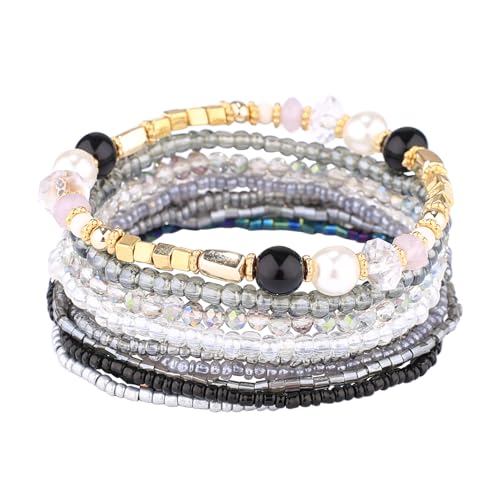 6 sets Bohemian Multilayer tassels bracelet Handmade Wrap Bracelets Bangle Jewelry Bracelets for Women - color: 6PCS-A