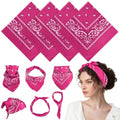 PLULON Bandanas for Men Women 4/12/24/30 Pack, Paisley Pattern Bandana Bulk Headbands Handkerchief Face Mask 100% Polyester - color: Hot Pink