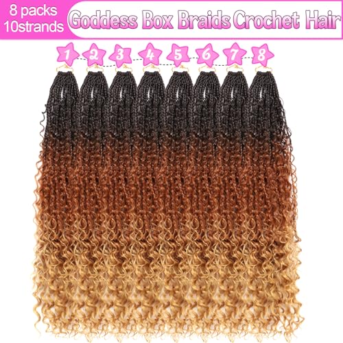 Goddess Boho Box Braids Crochet Hair-8 Packs 24 Inch Crochet Box Braids for Black Women Pre Looped (1B/30/27, 24 Inch (Pack of 8)) - color: 1B/30/27, size: 24 Inch (Pack of 8)