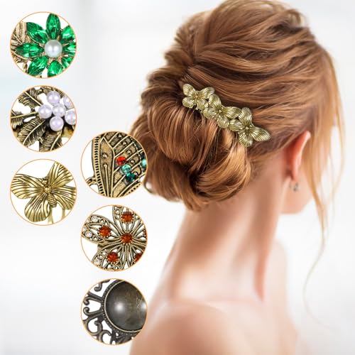 6 Pack Vintage Hair Side Combs for Women Decorative, Retro Pearl Rhinestone Metal Hair Comb Clips with Teeth, Crystal Bridal Hair Piece Pins for Wedding Accessories