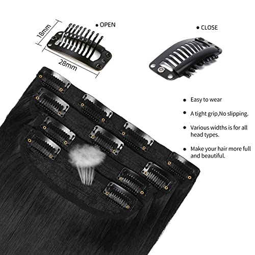Black Hair Extensions Straight Clip in Hair Extensions Clip ins - Soft and Thick (20 Inches, 4Pcs, #1B) - color: 1B# - Black