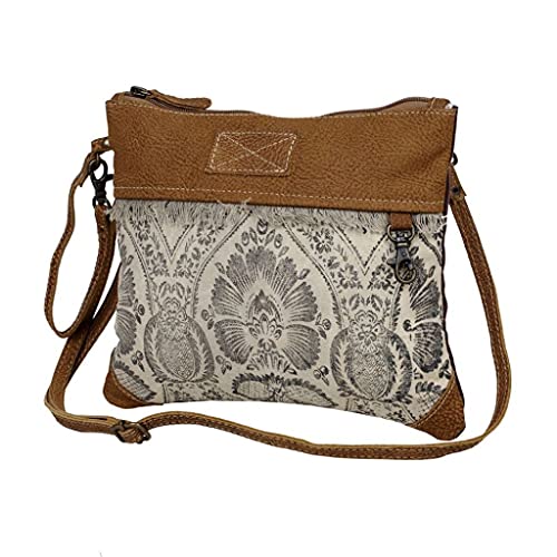 Myra Bag Floral Purses for Women - Genuine Leather and Canvas Floral Purse with Flower Print, Flower Handbags for Women - style: Floral Flow Crossbody Bag