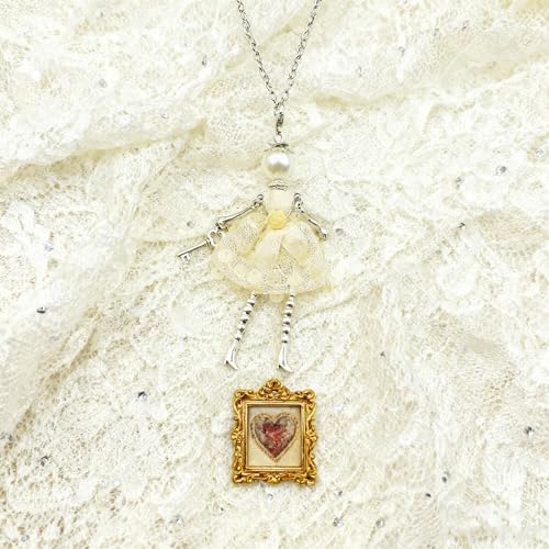 Crystal Paris Doll Necklace for Women, Handmade Cute Dress Long Chain Pendant Necklace Prom Costume Jewelry - style: 18