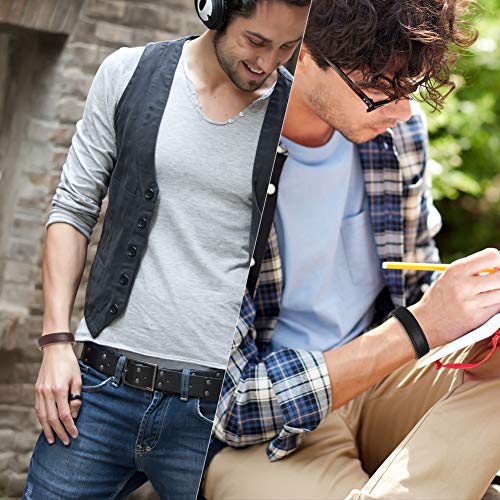 Mens Genuine Leather Bracelet - Handmade Adjustable Leather Cuff Bracelet punk Style leather wrap Wristband for Men - color: C-Cuff Black