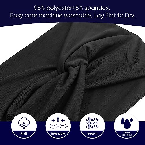 AQOKKA Extra Wide Headbands for Women Large Turban Headband Non Slip Boho Elastic Hairband Hair Twisted Knot Head Bands Accessories - color: 4 Pcs: Coffee, Beige, Grey, Black
