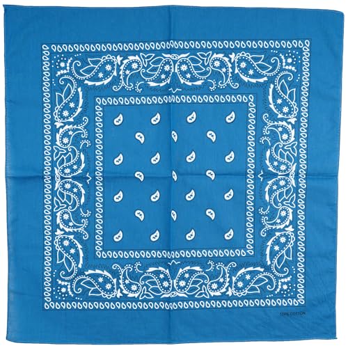 Raylarnia Bandana Multi-Purpose 100% Cotton Headbands for Women, 22 inch Paisley Cowboy Bandanas for Men - color: Blue