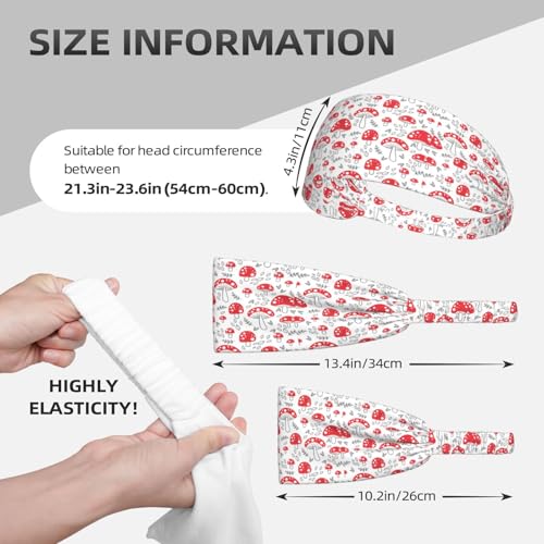 Mushroom Print Headband for Women - Cute Red Mushroom Pattern Headwrap, Sweatband for Yoga, Running, Workout, Daily Wear - color: 23