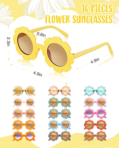 CHENGU Retro Flower Sunglasses Daisy Flower Headbands Costume Accessories Set Groovy 60s 70s Hippie Boho Party Favor, Festival Beach Birthday Decorations(32 Pieces,Bright Style) - style: Bright Style