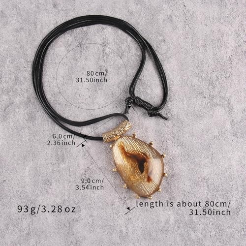 Leather Necklace for Women Large Pendant Hippie Choker Necklace Vintage Sweater Necklace Chunky Boho Necklaces for Women - style: Boho Chunky Necklace
