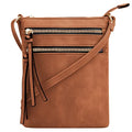 DELUXITY Crossbody Purse Bag Shoulder Bag Multi Pocket Zipper Purse - color: Cognac