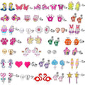 33 Pairs Stainless Steel Cartoon Earrings for Girls - Hypoallergenic Colorful Stud Earing Set, Mix & Match Cute Earring for Teens, Kids, Doll Dressup Accessories - style: #4-Charming