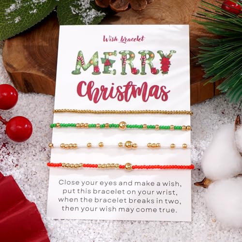 Matching Bracelets for Couple,Gold Silver Beaded Heart Couples Bracelets,Raomantic Relationship Promise Jewelry Gifts for Her - color: Christmas