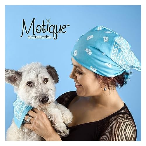 Motique Accessories 22 Inch Cotton Paisley Bandana - color: Blue